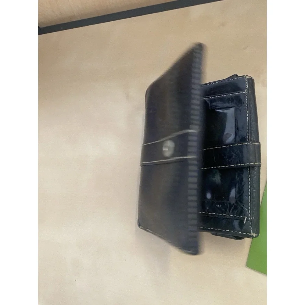 VTG Kate Spade Pebbled Leather Compact Wallet Bifold Black